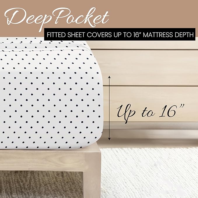 Linen Market Double-Brushed Patterned Microfiber Twin Sheet Set 3 Piece – Oeko-TEX Certified Ultra Soft & Wrinkle-Free - 16" Deep Pocket Sheets - Easy Care Twin Size - Dots Navy