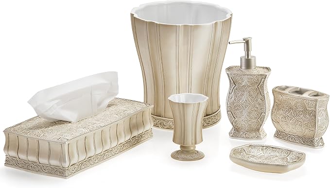 Creative Scents Victoria Beige Toothbrush and Toothpaste Holder for Bathroom