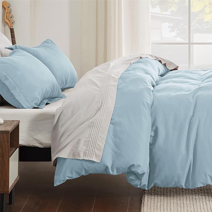 Bedsure Duvet Cover King Size - Soft Double Brushed Bedding Set for Kids & Adults, Zipper Closure, 3 Pieces, Includes 1 Duvet Cover (104"x90") & 2 Pillow Shams, NO Comforter, Winter Sky