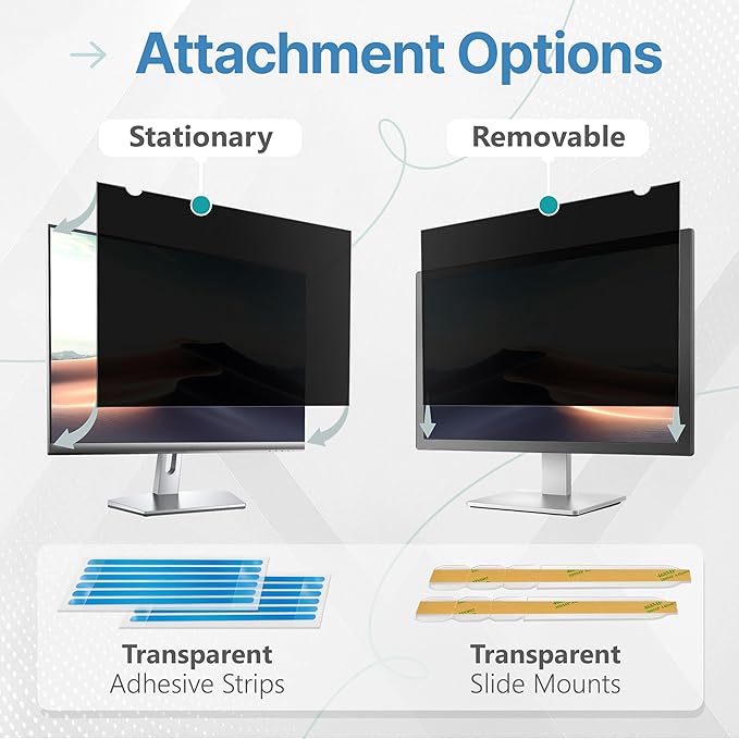 VINTEZ 24 Inch 16:9 Privacy Screen for Computer Monitor and Laptop - Anti Glare Protector Film Blue Light Filter Eye Protection - Computer Screen Privacy Shield, [1 Pack]