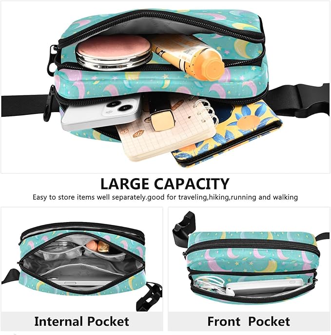 Gradient Moons Star Fanny Pack for Women Men Water Resistant Fashion Waist Packs with Adjustable Strap Belt Bag for Travel Workout Jogging Hiking 21219047