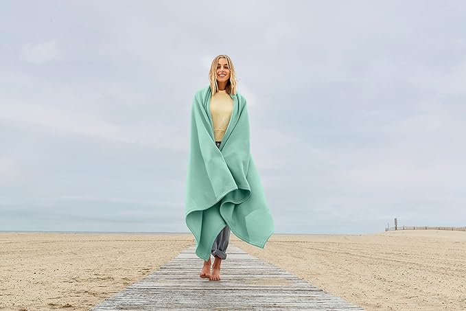 MV Sport Lightweight Sweatshirt Blanket Throw – Warm & Cozy, Breathable Oversized Fleece Knit, Couch, Bed, Travel, Cold Nights, and Outdoors – Soft Light Weight Blanket 54" x 84" Ocean