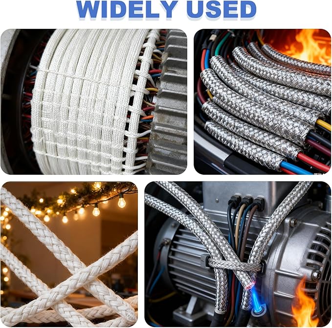 uxcell Insulation Cable Protector,5mm/0.20 Inch-10m/33 Feet High Temp Fiberglass Sleeve Black