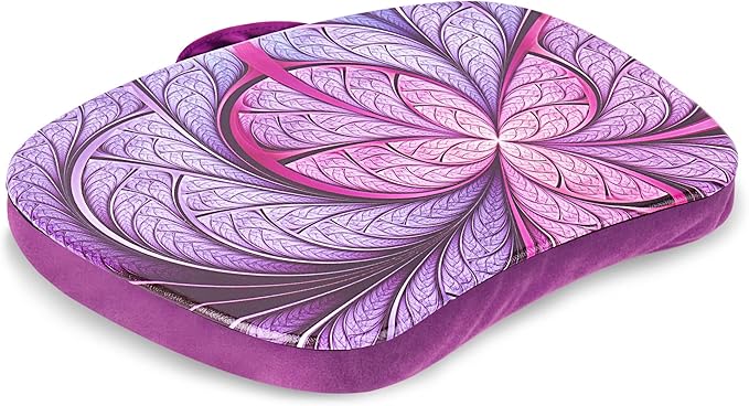 Jasenna Lap Laptop Desk - Portable Lap Desk with Pillow Cushion, Fits up to 15.6 inch Laptop for Home Office Students Use as Computer Laptop Stand, Book Tablet(1-Purple Flower)