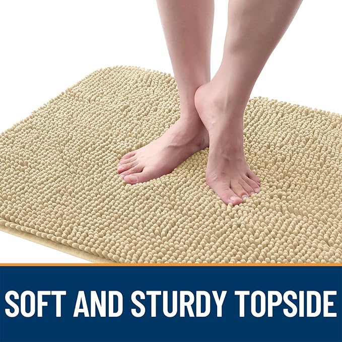 OLANLY Dog Door Mat for Muddy Paws 59x20, Absorbs Moisture and Dirt, Absorbent Non-Slip Washable Doormat, Quick Dry Chenille Mud Mat for Dogs, Entry Indoor Entryway Carpet for Inside Floor, Sand