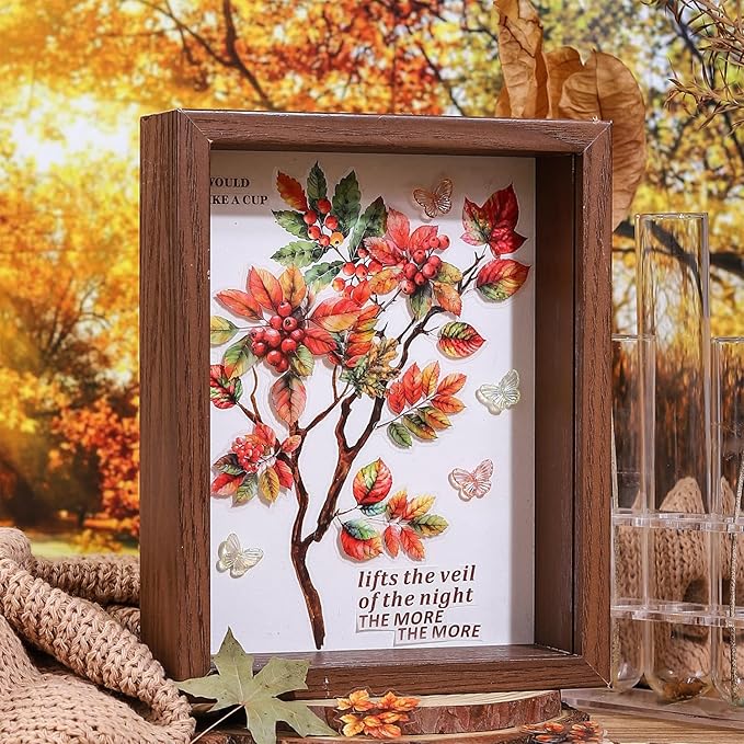 AuriicLeaf Foliage PET Sticker Set, 150PCS Leaf and Branch Stickers for Scrapbooking, Journaling, DIY Crafts, and Art Supplies