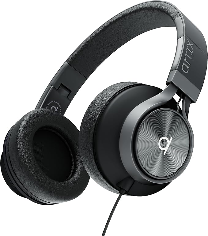 ARTIX CL750 Over Ear Headphones Wired with Mic & Volume Control, Audio with 100% Noise Cancelling Computer Wired, Plug in for Laptop, Dj Corded Studio Headphones