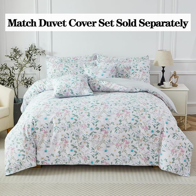 FADFAY Twin Extro Long Size Sheets Set 100% Cotton Vintage Floral Shabby Flowers & Leaves Pattern Farmhouse Bedding Set Deep Pocket Sheets with 2 Pillowcases Breathable Soft 4Pcs, Twin XL