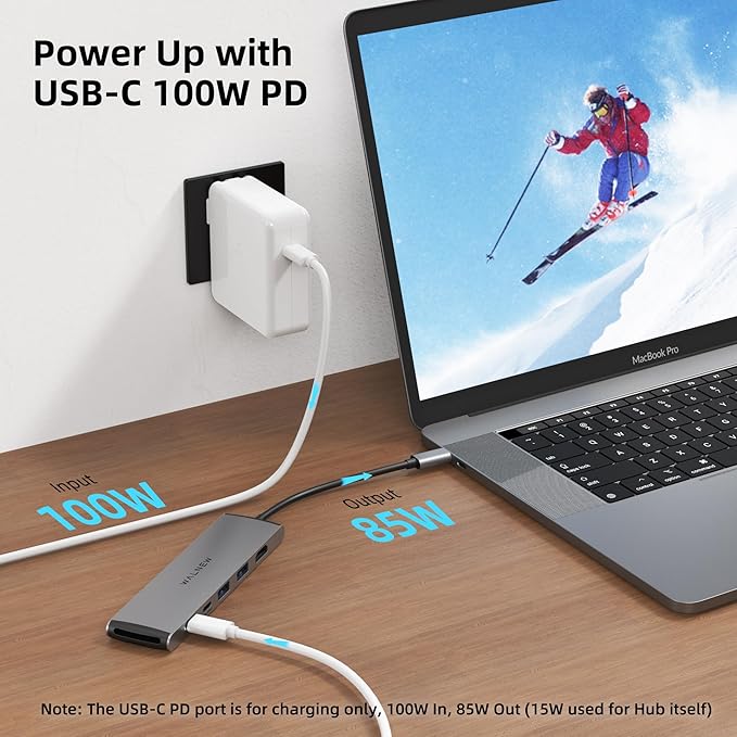 USB C Hub, WALNEW 7 in 1 USB-C Docking Station with 4K HDMI,100W PD, 3 5Gbps Data Ports(1 USBC & 2 USB 3.0),TF/SD Card Reader, USB Hub for Laptop, MacBook Pro/Air/Mac/Dell/HP/ASUS/Acer/Steam Deck