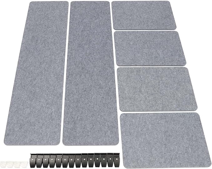 Stand Up Desk Privacy Panel, 6Pcs Clamp-On Acoustic Desk Divider Table Mounted Privacy Panel Sound Proof Dividers(2Long Panel 47.25x16In&4 Short Panel 23.6x16In) (2Long Panel -59x16In)
