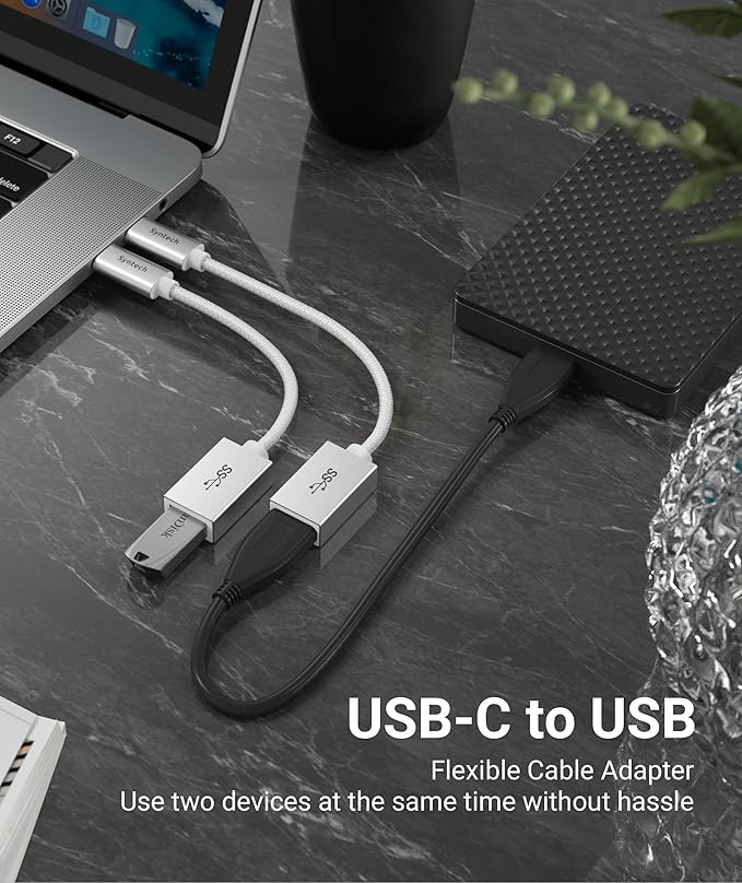 Syntech USB Type C to USB Adapter, Aluminum Alloy, Male to Female, 5 Gbps Transfer Speed, Compatible with iPhone, MacBook, iPad, Pixelbook, Dell, Surface, Lenovo, Samsung Galaxy