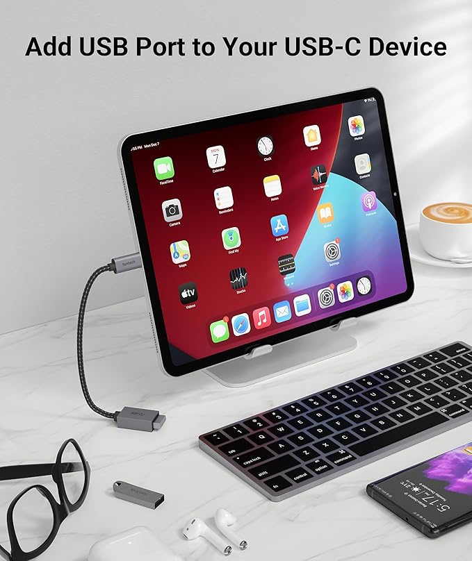 Syntech USB C to USB Adapter, 2 Pack USB C to USB 3, 10Gbps Type C, Thunderbolt 3 to USB Female Adapter OTG Cable Compatible with iPhone 17/16/15 Pro Max, iPad mini 6, MacBook Pro/Air, Space Gray