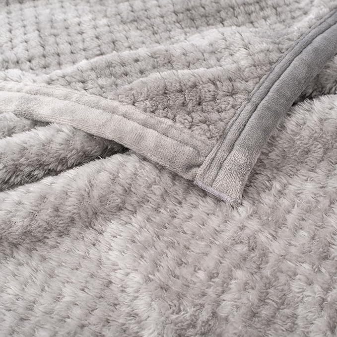 Fuzzy Blanket or Fluffy Blanket for Baby, Soft Warm Cozy Coral Fleece Toddler, Infant or Newborn Receiving Blanket for Crib, Stroller, Travel, Decorative, 30”×40”, Flint Gray+Dark Grey