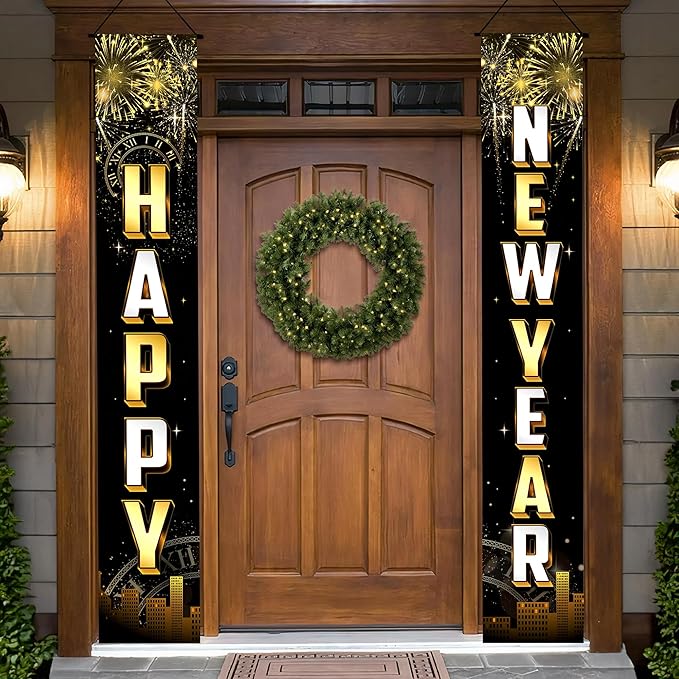 KatchOn, Happy New Year Door Banner - 72x12 Inch | Happy New Year Banner for 2026 New Years Decorations 2026 | NYE Decorations 2026 | New Years Eve Party Supplies 2026