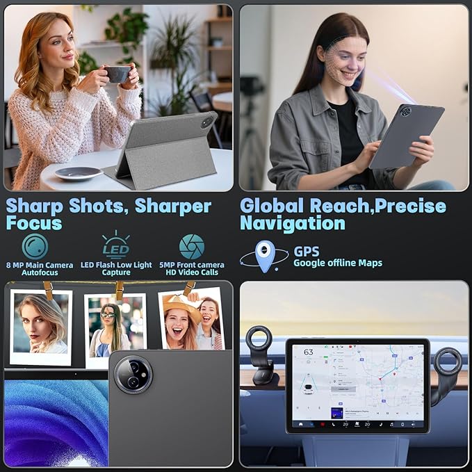 Android 15 Tablet 10 inch,24GB RAM 128 ROM,Tablets with Keyboard Case Mouse Stylus,1TB Expandable,Octa-Core 6000mAh 1280x800 IPS HD,5G WiFi,T615 CPU,High Performance,Processor,Dual Camera(Gray)