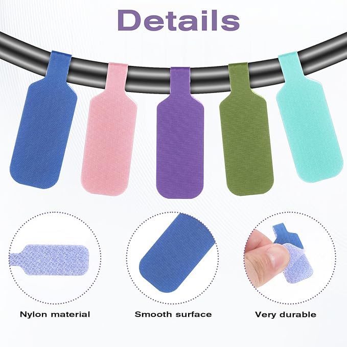 40 Pcs Cable Cord Labels, 8 Colors Cord Labels for Electronics Multicolored Handwriting Cable Tags Reusable Writable Cord Label for Home Office Electronics Computers Wire Management and Identification