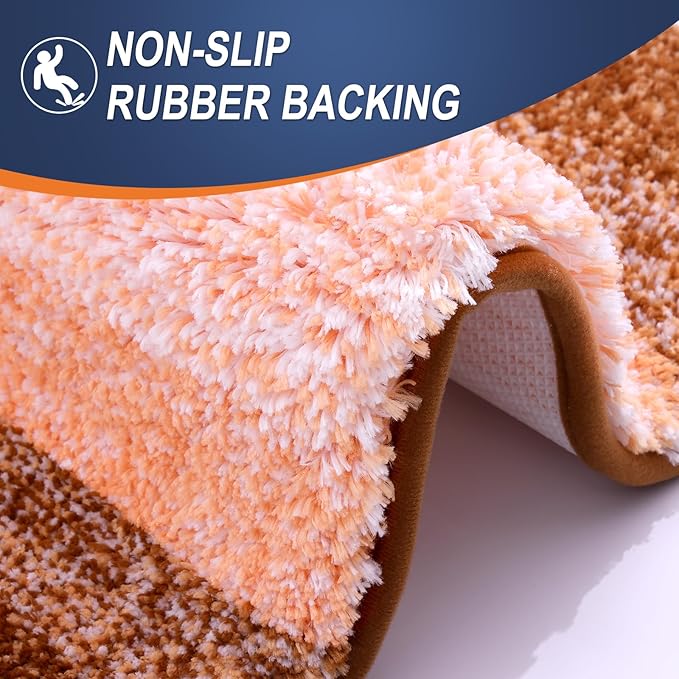 OLANLY Bathroom Runner Rugs 47x24, Extra Soft Absorbent Microfiber Bath Rugs, Rubber Backing, Quick Dry, Machine Washable Bath Mats for Bathroom Floor, Tub and Shower, Home Decor Accessories, Orange