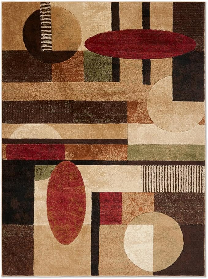 Home Dynamix Tribeca Jasmine Modern Area Rug, Abstract Brown/Red, 39"x55"