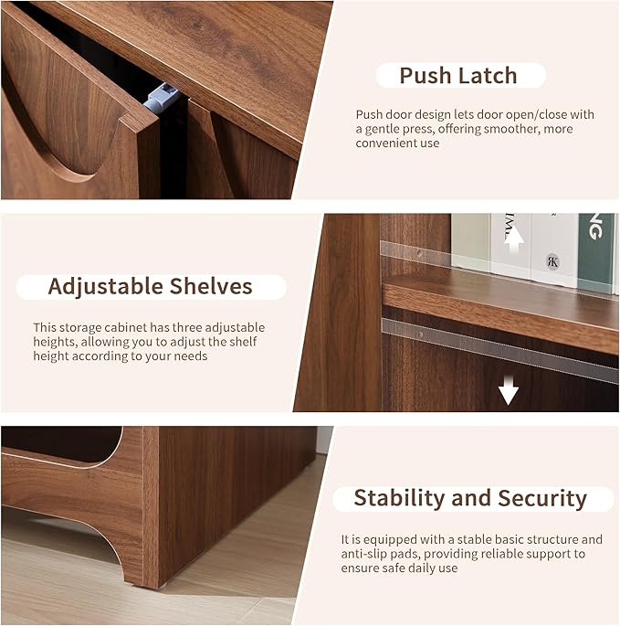 Bifins Sideboard Buffet Cabinet with Storage Set of 2, 63” Mid Century Modern Storage Cabinet with Adjustable Shelf and 4 Doors for Dining Room, Living Room,Entry