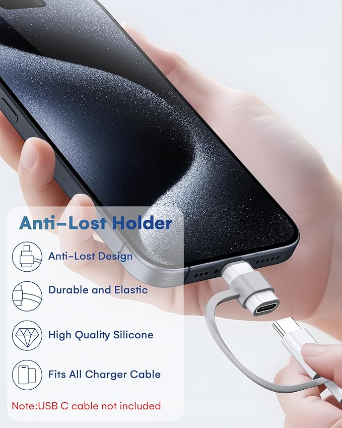 MFi Certified USB C to Lightning Adapter 2-Pack, 27W Fast Charging & Data Sync, Lightning to USB Type C Cable Adapter Compatible with iPhone 14/13/12/Pro/Max, iPad, AirPods, with Anti-Loss Lanyard