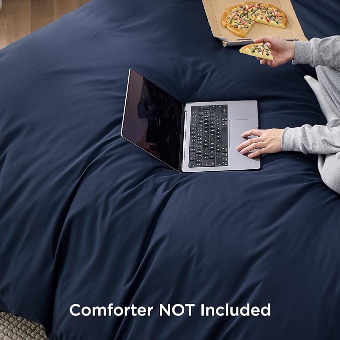 Bedsure Duvet Cover King Size - Soft Double Brushed Bedding Set for Kids & Adults, Zipper Closure, 3 Pieces, Includes 1 Duvet Cover (104"x90") & 2 Pillow Shams, NO Comforter, Navy Blue