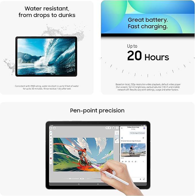 SAMSUNG Galaxy Tab S10 FE 128GB WiFi Android Tablet + Book Cover Keyboard Slim, Large Display, Long Battery Life, Powerful Processor, S Pen, US Version, 2025, 2 Yr Manufacturer Warranty, Blue