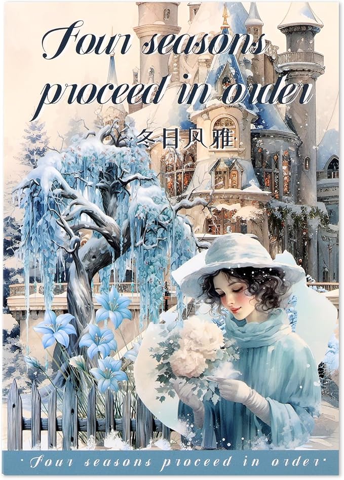 Auguro PET 20 Sheets 120 Pre-Cut Winter Stickers for Scrapbooking People Landscape Stickers Scrapbook Supplies Transparent Sticker for journaling