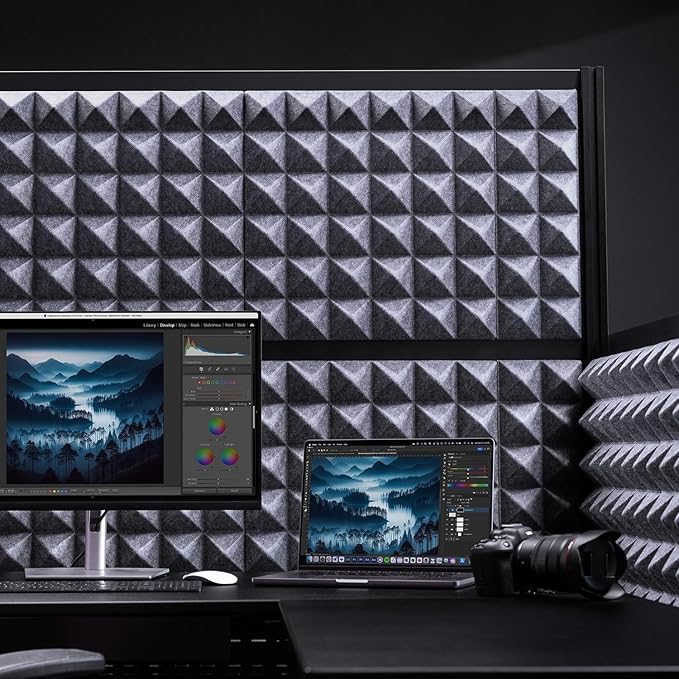 Stand Up Desk Store Studio Modular Wall and Sound Absorbing Room Divider | Sound Dampening Acoustic Panels for Office Cubicle | Noise Reduction and Noise Canceling Office Partition (70'' x 48'')