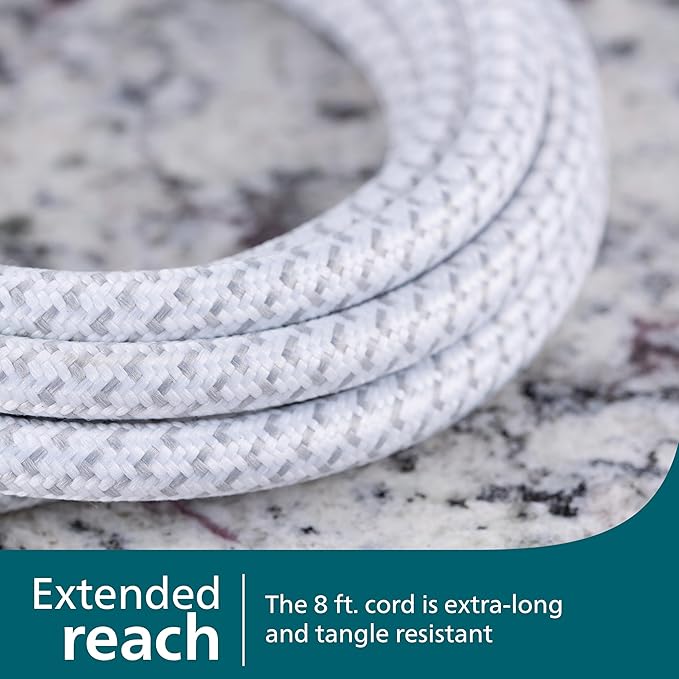 Philips 8 Ft Indoor Extension Cord with Surge Protection, 3-Outlet, Flat Plug, 300 Joules, UL Listed, White, SPP3433BB/37