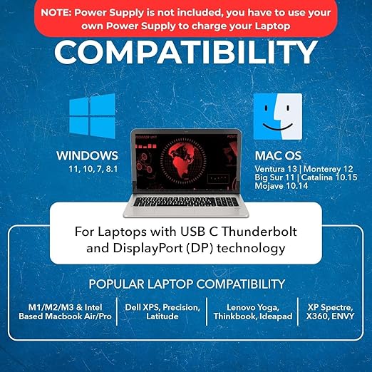 OREI USB-C Triple Monitor Docking Station Splitter – USB-C to 2× HDMI & 1× DisplayPort Adapter, 100W PD, Gigabit Ethernet, 4× USB2.0/3.0, microSD Reader – Windows & Mac Compatible