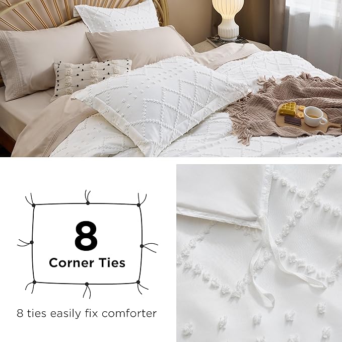 Bedsure Boho Duvet Cover Queen Size - Deep Khaki Breathable & Soft Boho Bedding, Machine Washable Comforter Cover for All Seasons, Includes 1 Duvet Cover 90"x90" with 2 Pillow Shams & Zipper Closure