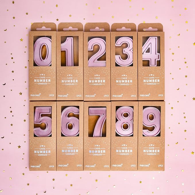 PHD CAKE 2.76 Inch Luxe Rose Gold 2 Number Birthday Candles, Rose Gold Number Candles, Cake Number Candles, Party Celebration
