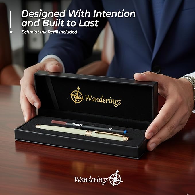 Premium Ballpoint Pen with German Ink – Perfectly Balanced for a Superb Writing Experience, 24K Gold Plated Green – Soft Sage Green- Includes a Schmidt Refill in a Giftable Presentation Case