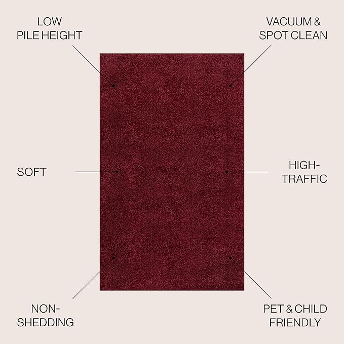 JONATHAN Y Haze Solid Low-Pile Dark Red 6x9 Oval Indoor Area Rug, Coastal,Bohemian,Minimalist,Classic, Easy-Cleaning for Living Room,Bedroom,Kitchen,Pet Friendly,Non-Shedding (SEU100Q-6OV)