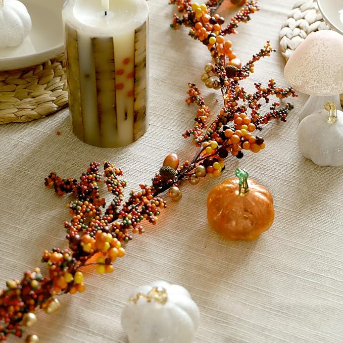 Fall Garland with Lights 6.5FT Battery Operated Halloween Lights with Remote Control - 25 LEDs Warm Orange Fall Fairy Lights for Thanksgiving Halloween Mantle Table Fall Decorations