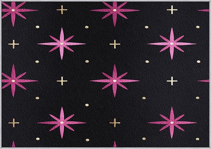 Atomic Rugs 6x8, Mid Century Modern Retro Washable 6 x 8 Area Rug for Living Room, Bedroom, Low Pile Non Slip Stain Resistant Carpet, Atomic Starburst Home Decor Accessories & M856