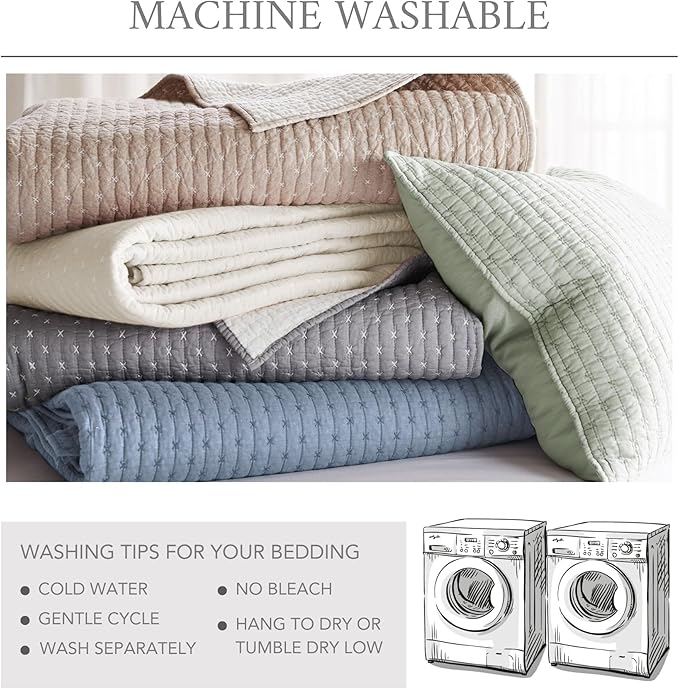 Levtex Home Cross Stitch Reversible Full/Queen Quilt Set (88x92in) with 2 Pillow Shams (26x20in) - Stitch Texture - Adobe - Cotton Full/Queen Size Quilt Bedding Set - Lightweight, Soft, Pre-Washed