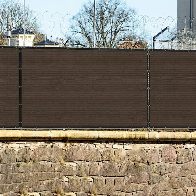 Windscreen4less Privacy Fence Screen 6'x40' Heavy Duty Windscreen Fencing Mesh Fabric Shade Net Cover with Brass Grommets for Outdoor Wall Garden Yard Pool Deck, Brown