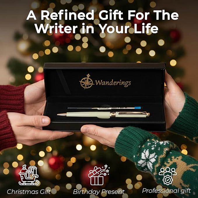 Premium Ballpoint Pen with German Ink – Perfectly Balanced for a Superb Writing Experience, 24K Gold Plated Green – Soft Sage Green- Includes a Schmidt Refill in a Giftable Presentation Case