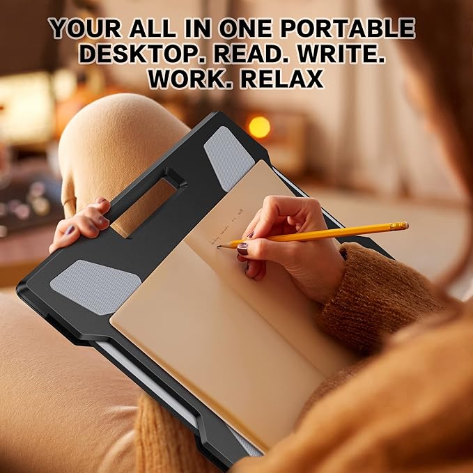 DeskLogics Laptop Lap Desk for Bed & Couch, Portable Laptop Lap Pad with Retractable Left/Right Mouse Pad, Stable & Comfortable Lap Tray for Sofa, Travel, Writing & Home Office
