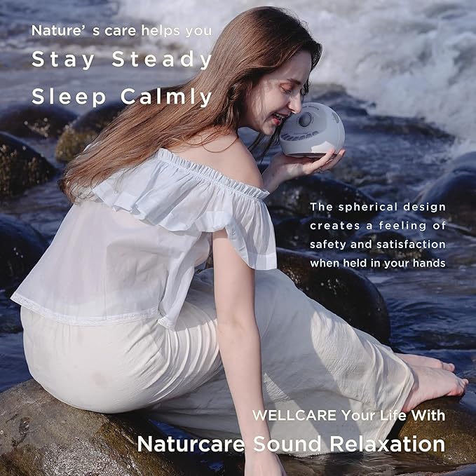 WELLCARE-Naturcare Sound Relaxation, White Noise, 7 Nature Sounds, Sleep Sound Machine, Calm Infants, for Baby, Kids, Adult. Stepless Volume, Timer, Powered by Adapter(Incl.) or Batteries(Not Incl.)