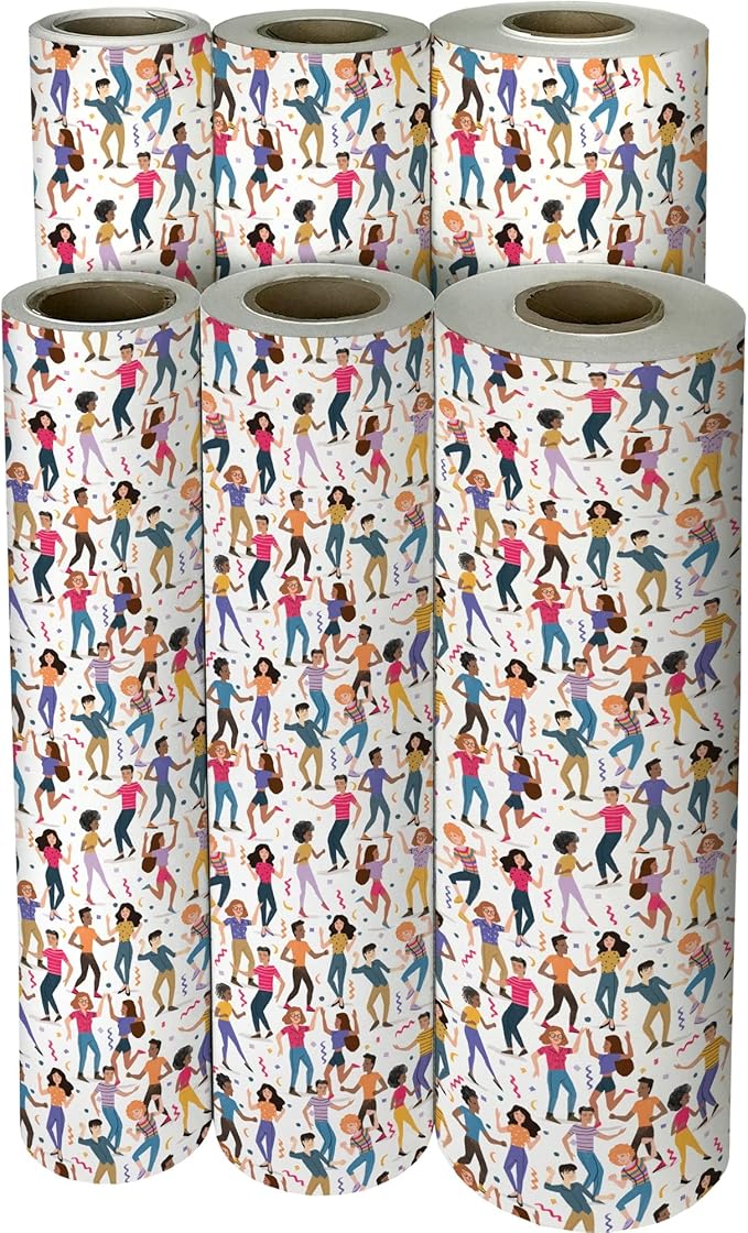 Jillson Roberts Bulk Gift Wrap, Everyday Gift Wrapping Supplies, Dance Party, Full Ream 833 feet x 30 inches