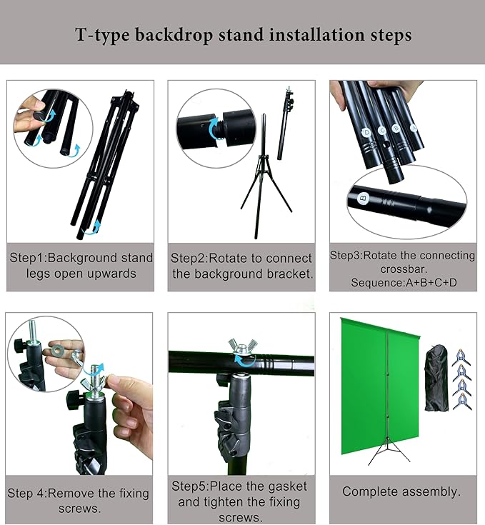 5x6.5ft Portable Green Screen Backdrop Kit with Stand - Includes Carry Bag & Clamps, Foldable Green ScreenBackground for Streaming, Video Recording, Zoom Meetings, Photography