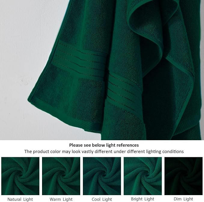 COZYART Dark Green Hand Towels for Bathroom 4 Pcs, 13x30 100% Cotton Guest Hands Towel Set Super Soft Absorbent Durable 650 GSM for Daily Use