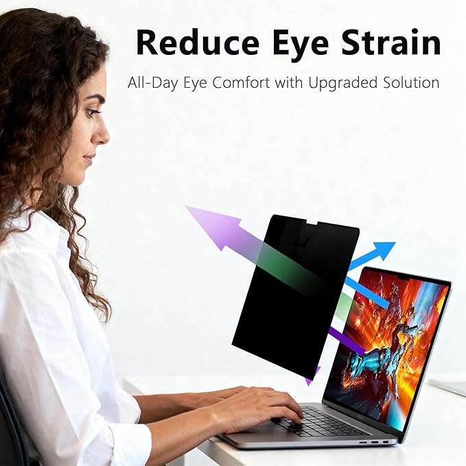 Halloive Magnetic Privacy Screen Protector Compatible with MacBook Air 13.6/13 Inch (2022-2025, M2, M3，M4), Hard Shell Case + Keyboard Cover + Screen Protector Crystal Clear Anti-Spy Anti Fingerprint