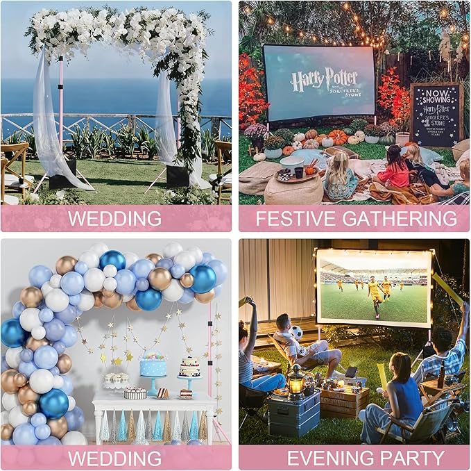 Backdrop Stand 10x7ft(WxH) Photo Studio Adjustable Background Stand Support kit with 2 Crossbars, 6 Clamps, 2 Sandbags and Carry Bag for Parties, Events Decoration, Wedding, Photography (Pink)