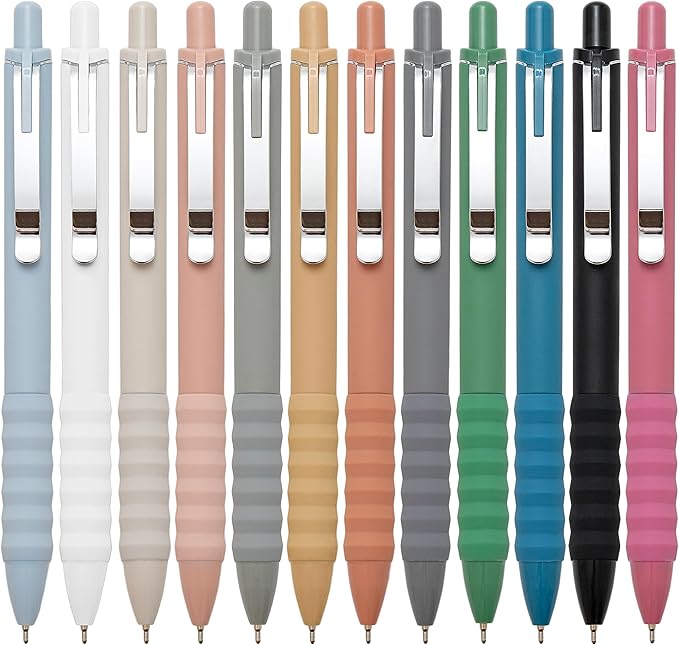 Aisibeiger Ballpoint Pens Black Ink Ball Point Pen with Super Soft Grip Medium Point 1.0mm Office Pens (Silver 12-count)