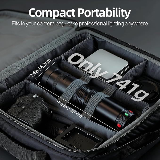 WELLMAKING 35W LED Photography Flashlight Optical Glass Lenses, 7800mAh Aluminum Alloy Patterned Ambient Light, with 20 Patterned Light Filters for Photo, Content Creation Video Recording Accessorie