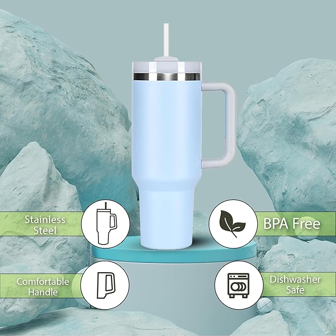 H&F Clicks Insulated Tumbler, Stainless Steel Tumbler with Leakproof Lid for Water, Coffee or Iced Tea. Cup Holder Compatible for Travel, BPA-Free Water Bottle, Vacuum Insulated Tumbler.