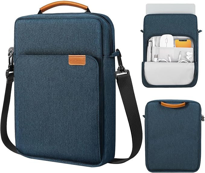 MoKo 15 Inch Laptop Sleeve Bag Fits MacBook Air 15" M2 2023, MacBook Pro 14" M2 2023, Galaxy Tab S9 Utra 14.6" 2023, Handle Carrying Case with Shoulder Strap, Indigo